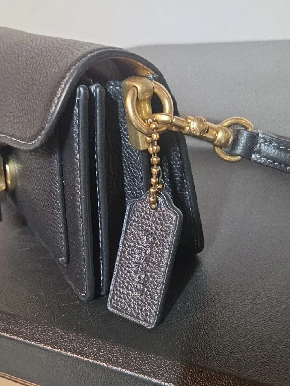 Coach Black PB Tabby SB 20 RF Pebbled Leather with Gold 'C' Accent